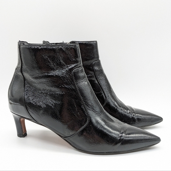 Aquatalia black patent leather stiletto heel ankle boot 8.5 - Picture 1 of 13